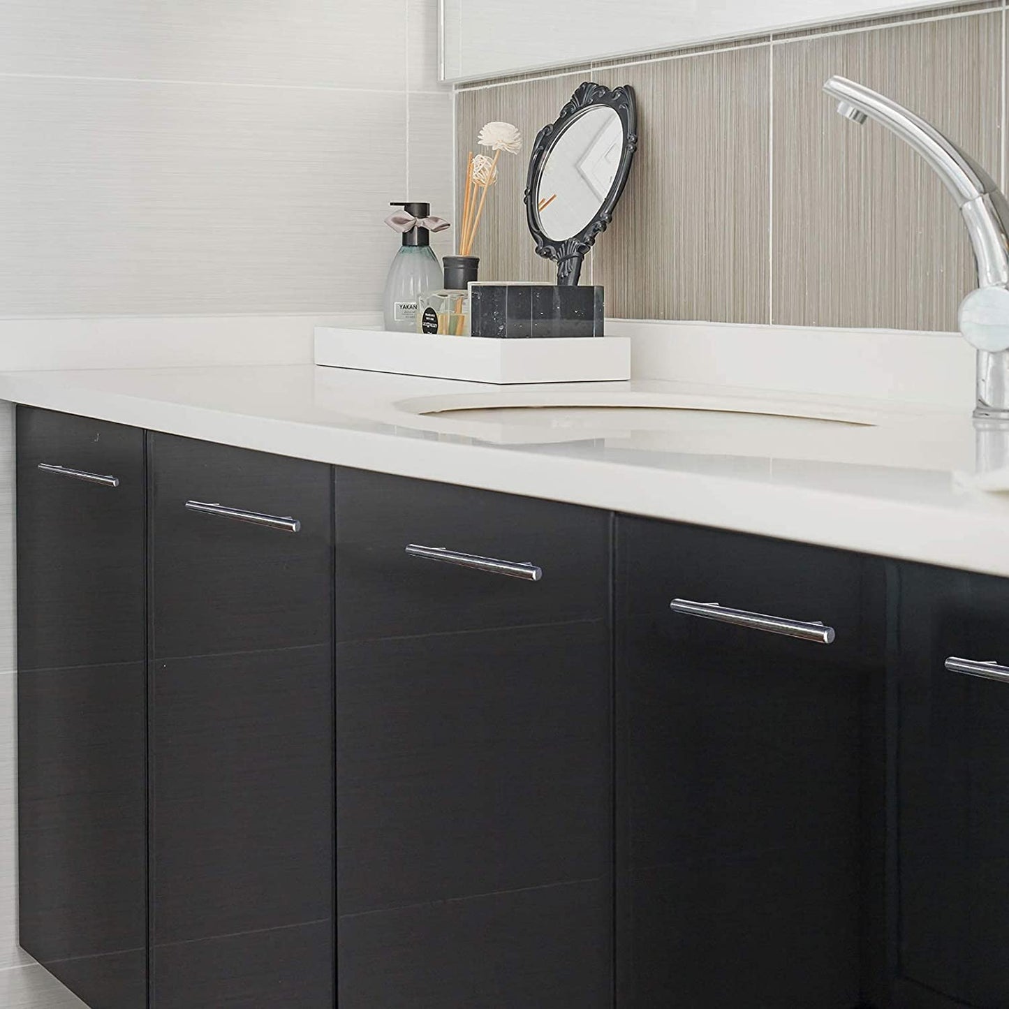 Skorter | Brushed Nickel Modern Stainless Steel Drawer Hardware T-Bar Handles