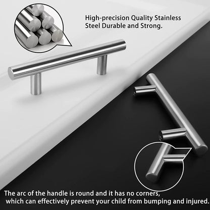 Skorter | Brushed Nickel Modern Stainless Steel Drawer Hardware T-Bar Handles