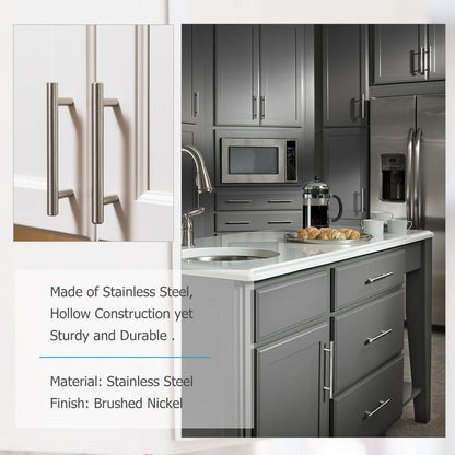 Skorter | Brushed Nickel Modern Stainless Steel Drawer Hardware T-Bar Handles