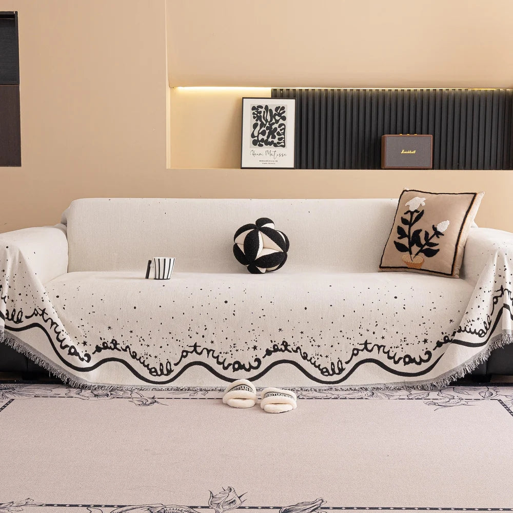 Skorter | Cursive Glittering Chenille Sofa Cover