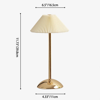 Skorter | Contemporary Scandinavian rechargeable iron fabric cone pleated LED table lamp for bedside