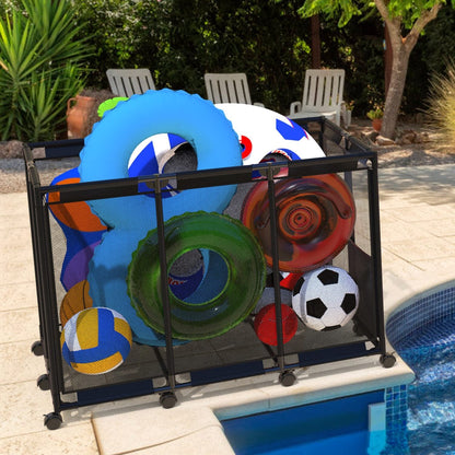 Skorter | 210 Gallon Pool Storage Bin Organizer Rolling Net Storage Basket with Lockable Wheel