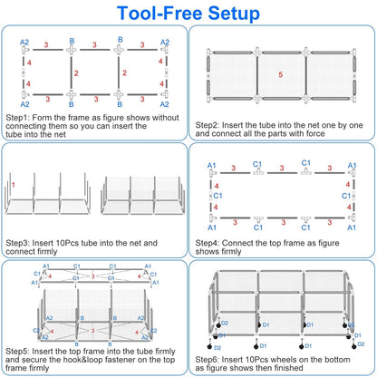 Skorter | 210 Gallon Pool Storage Bin Organizer Rolling Net Storage Basket with Lockable Wheel