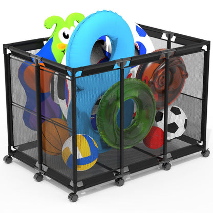 Skorter | 210 Gallon Pool Storage Bin Organizer Rolling Net Storage Basket with Lockable Wheel