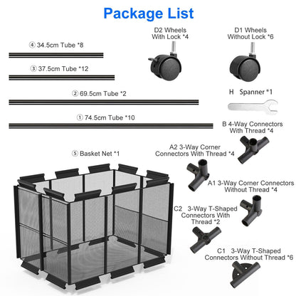 Skorter | 210 Gallon Pool Storage Bin Organizer Rolling Net Storage Basket with Lockable Wheel