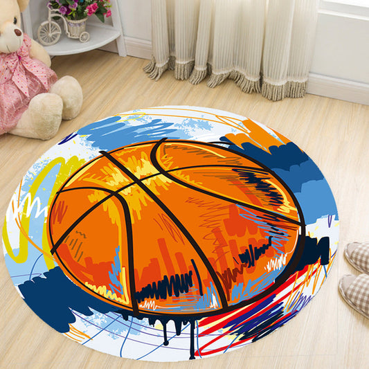 Skorter | Cartoon Colored Rug Multicolor Synthetic Carpet Stain Resistant Machine Washable Non-Slip Rug for Children's Room