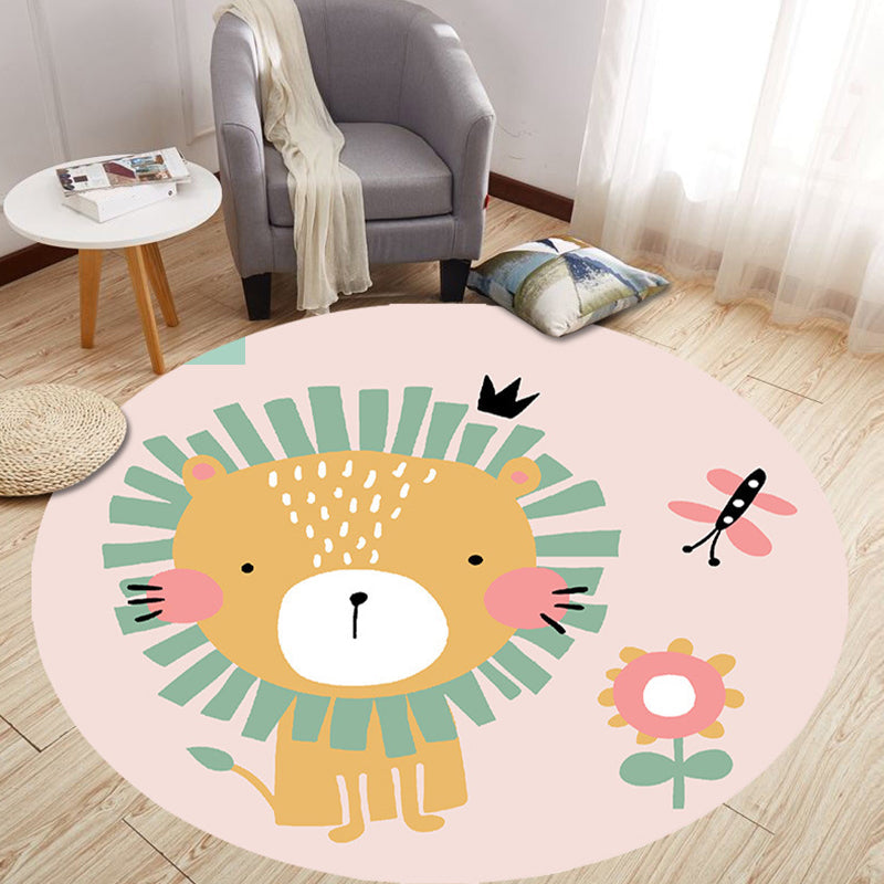 Skorter | Beautiful Animal Indoor Rug Multicolored Cartoon Rug Polypropylene Washable Non-slip Stain-resistant Rug for the Nursery