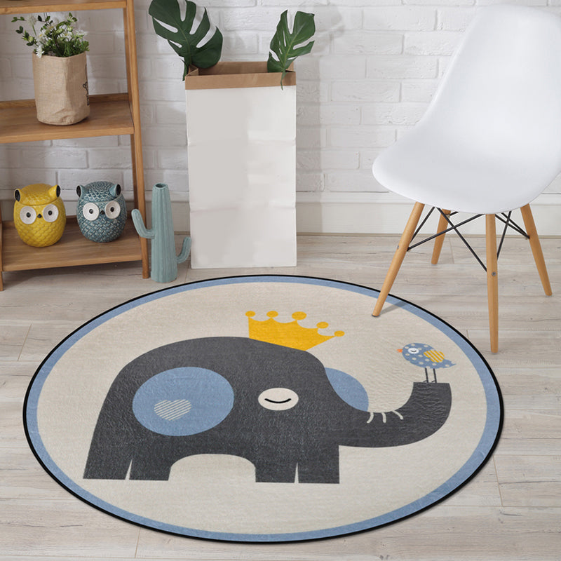 Skorter | Cartoon Animal Drawing Print Rug Multicolor Polypropylene Rug Machine washable Non-slip backing Stain-resistant rug for children's room