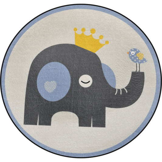 Skorter | Cartoon Animal Drawing Print Rug Multicolor Polypropylene Rug Machine washable Non-slip backing Stain-resistant rug for children's room