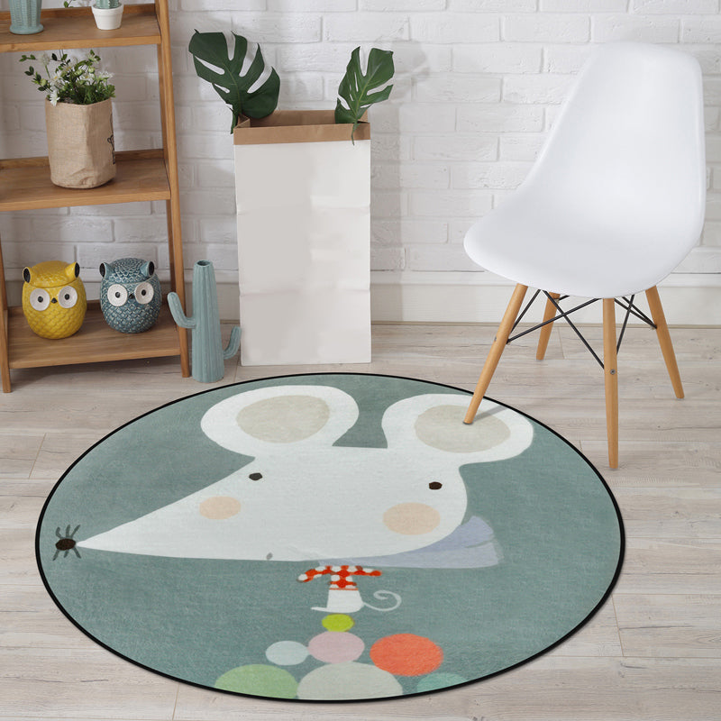 Skorter | Cartoon Animal Drawing Print Rug Multicolor Polypropylene Rug Machine washable Non-slip backing Stain-resistant rug for children's room