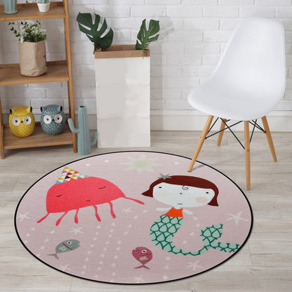 Skorter | Cartoon Animal Drawing Print Rug Multicolor Polypropylene Rug Machine washable Non-slip backing Stain-resistant rug for children's room
