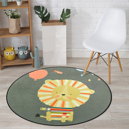 Skorter | Cartoon Animal Drawing Print Rug Multicolor Polypropylene Rug Machine washable Non-slip backing Stain-resistant rug for children's room