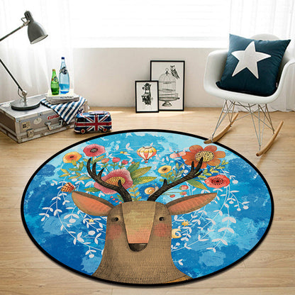 Skorter | Beautiful Multi Color Cartoon Rug Synthetic Scandinavian Rug Non-Slip Machine Washable Stain Resistant Carpet for Children’s Room