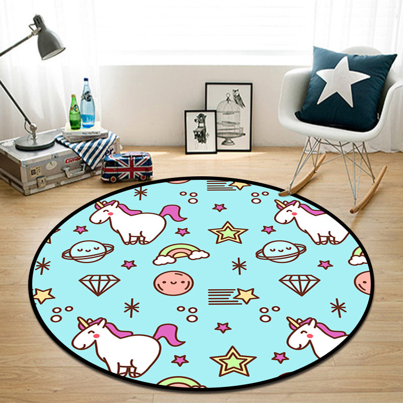Skorter | Beautiful Multi Color Cartoon Rug Synthetic Scandinavian Rug Non-Slip Machine Washable Stain Resistant Carpet for Children’s Room