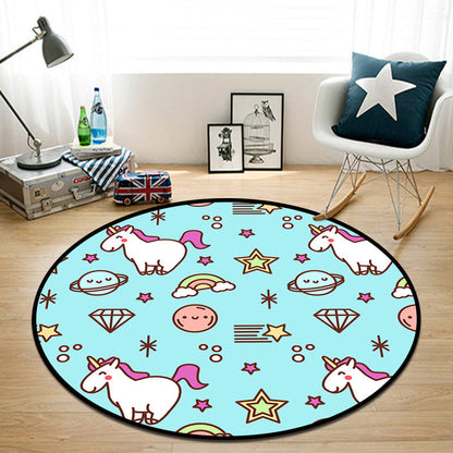 Skorter | Beautiful Multi Color Cartoon Rug Synthetic Scandinavian Rug Non-Slip Machine Washable Stain Resistant Carpet for Children’s Room