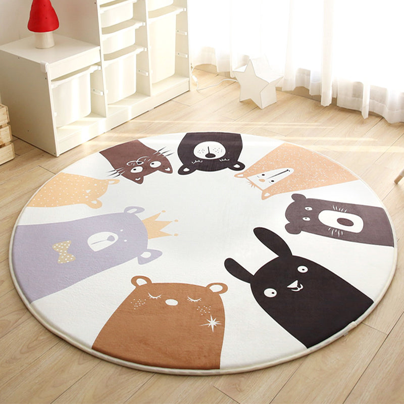 Skorter | Cartoon Children Room Carpet Multicolored Animal Carpet Cotton Pet-friendly Machine Washable Indoor Carpet