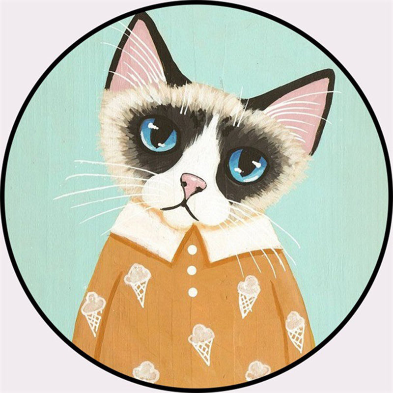 Skorter | Creative Colorful Cartoon Rug Synthetic Animal Portrait Man Pattern Rug Non-Slip Washable Pet Friendly Rug for Room