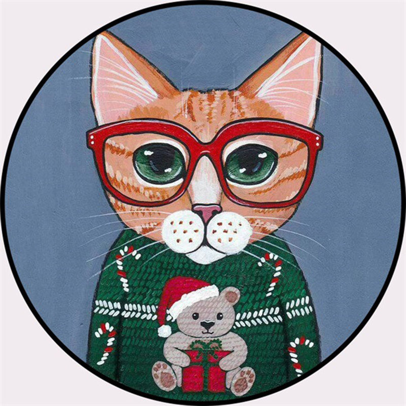 Skorter | Creative Colorful Cartoon Rug Synthetic Animal Portrait Man Pattern Rug Non-Slip Washable Pet Friendly Rug for Room