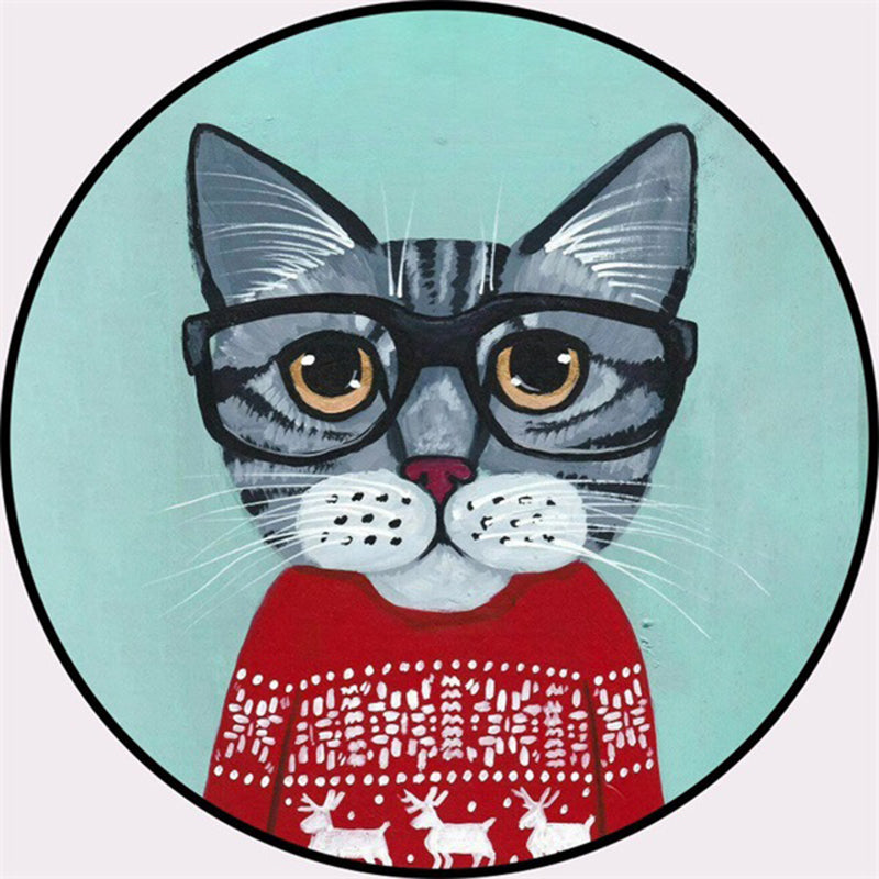 Skorter | Creative Colorful Cartoon Rug Synthetic Animal Portrait Man Pattern Rug Non-Slip Washable Pet Friendly Rug for Room