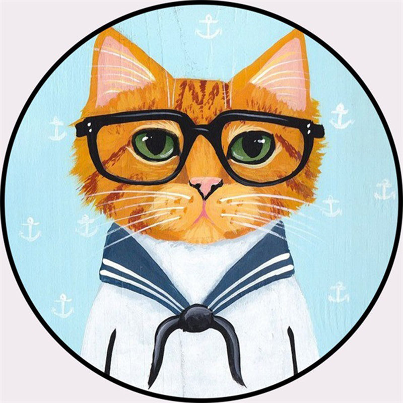 Skorter | Creative Colorful Cartoon Rug Synthetic Animal Portrait Man Pattern Rug Non-Slip Washable Pet Friendly Rug for Room