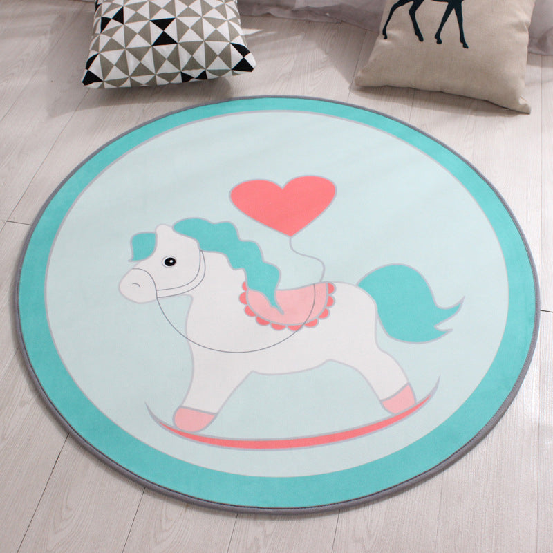 Skorter | Children's furniture Animal rug Multicolored polypropylene fabric Washable pet-friendly non-slip rug for children's room