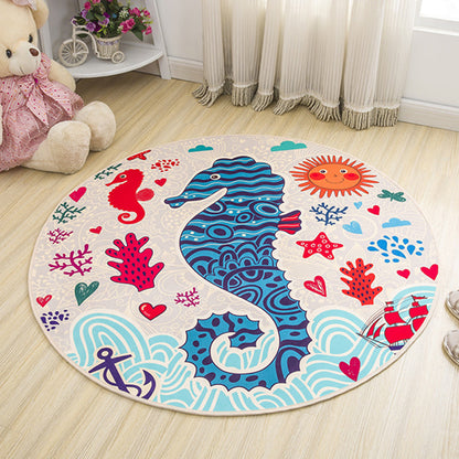 Skorter | Children's furniture Animal rug Multicolored polypropylene fabric Washable pet-friendly non-slip rug for children's room