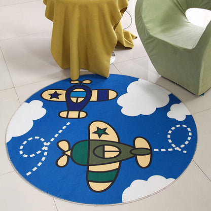Skorter | Cartoon Baby Boys Room Rug Multicolored Patterned Rug Polyester Non-slip Pet-friendly Washable Rug
