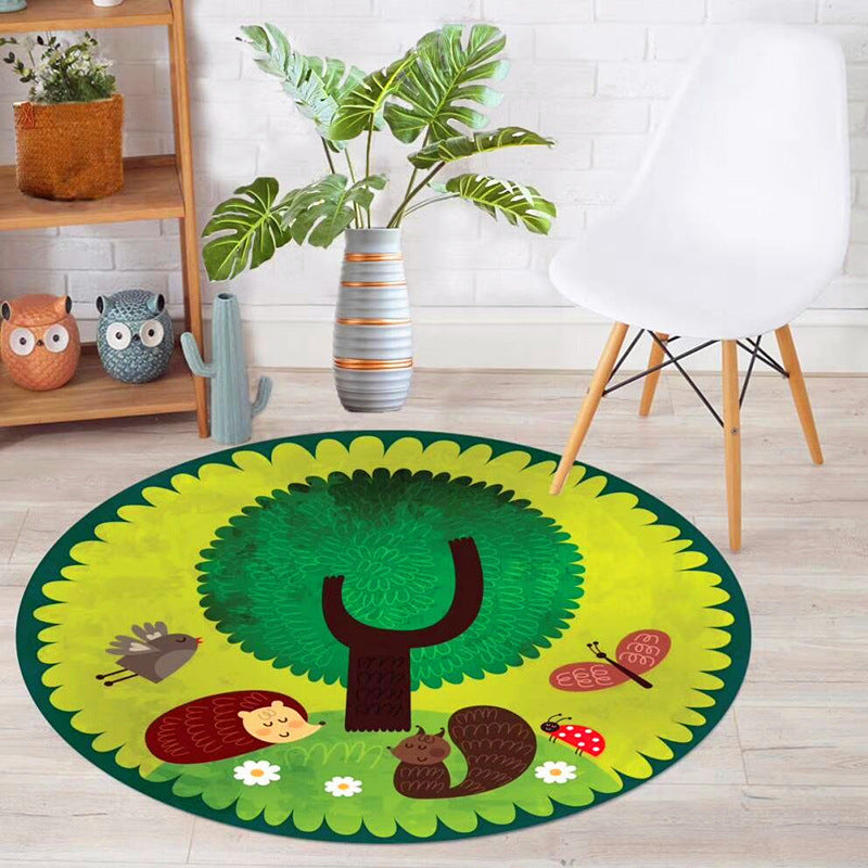 Skorter | Educational Cartoon Rug Multi Colored Pattern Carpet Machine Washable Pet Friendly Non-Slip Back Rug for Kids Room