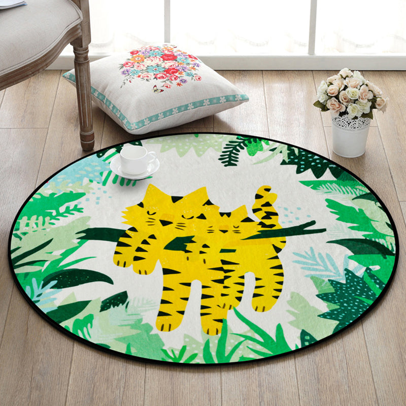 Skorter | Beautiful Kids Rug Multi Color Animal and Botanical Pattern Rug Pet Friendly Washable Non-Slip Rug for Playroom