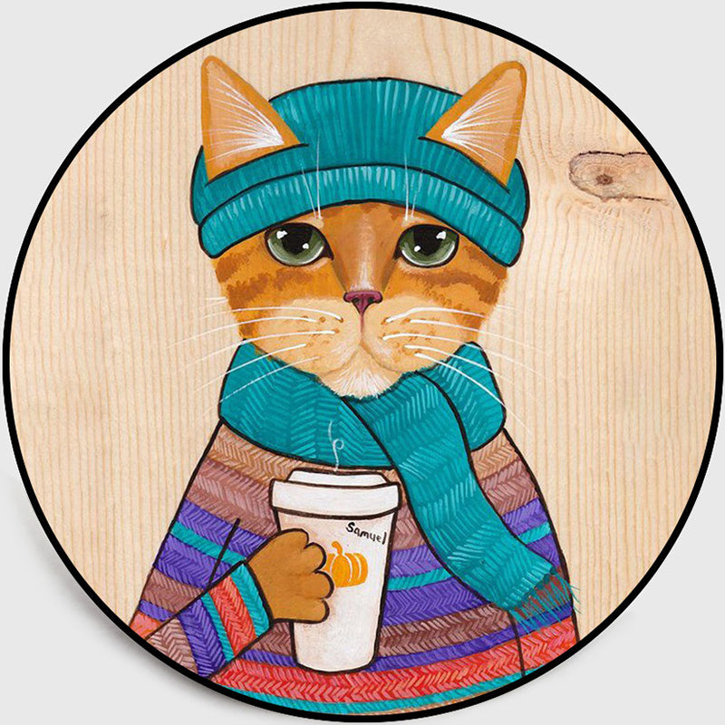Skorter | Cool Multicolored Men's Cat Rug Polyester Cartoon Rug Pet-Friendly Non-Slip Washable Rug for the Bedroom