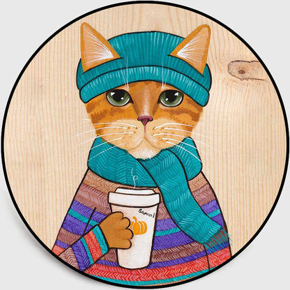 Skorter | Cool Multicolored Men's Cat Rug Polyester Cartoon Rug Pet-Friendly Non-Slip Washable Rug for the Bedroom