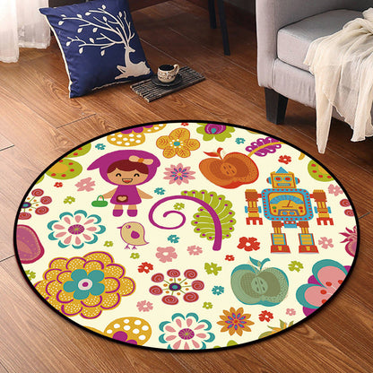Skorter | Cartoon Kids Room Rug Multicolored Polypropylene Rug Pet Friendly Non-Slip Washable Rug