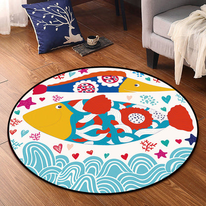 Skorter | Cartoon Kids Room Rug Multicolored Polypropylene Rug Pet Friendly Non-Slip Washable Rug