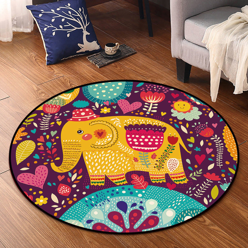 Skorter | Cartoon Kids Room Rug Multicolored Polypropylene Rug Pet Friendly Non-Slip Washable Rug