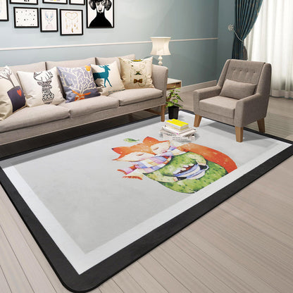 Skorter | Cartoon Animal Gentleman Rug Multicolor Polypropylene Rug Washable Pet Friendly Non-Slip Underlay Rug for Living Room