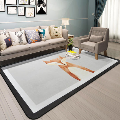 Skorter | Cartoon Animal Gentleman Rug Multicolor Polypropylene Rug Washable Pet Friendly Non-Slip Underlay Rug for Living Room