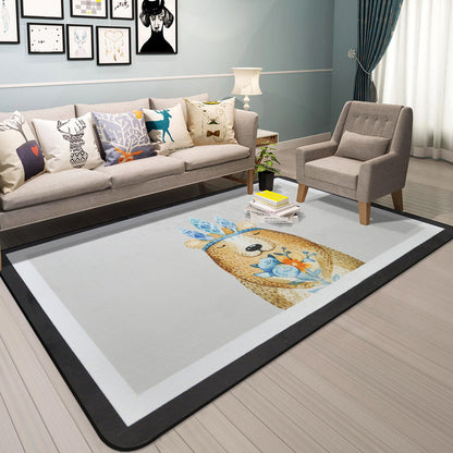 Skorter | Cartoon Animal Gentleman Rug Multicolor Polypropylene Rug Washable Pet Friendly Non-Slip Underlay Rug for Living Room