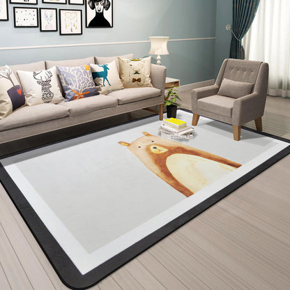 Skorter | Cartoon Animal Gentleman Rug Multicolor Polypropylene Rug Washable Pet Friendly Non-Slip Underlay Rug for Living Room