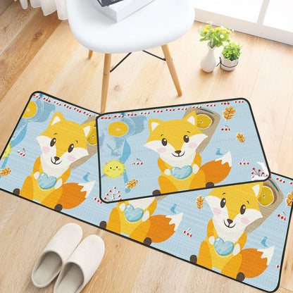 Skorter | Childlike Animal Pattern Carpet Multicolored Cartoon Carpet Synthetic Non-Slip Machine Washable Stain Resistant Carpet for the Children's Room
