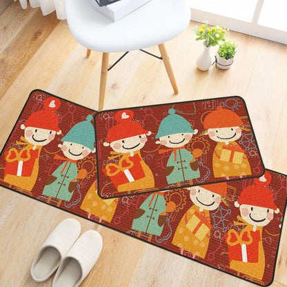Skorter | Childlike Animal Pattern Carpet Multicolored Cartoon Carpet Synthetic Non-Slip Machine Washable Stain Resistant Carpet for the Children's Room