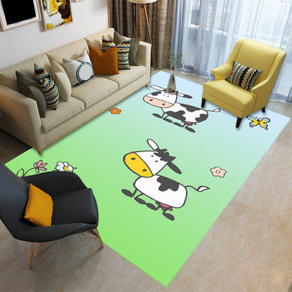 Skorter | Childly Multicolored Cartoon Rug Polypropylene Animal Print Rug Non-Slip Stain Resistant Pet Friendly Rug for the Children’s Room