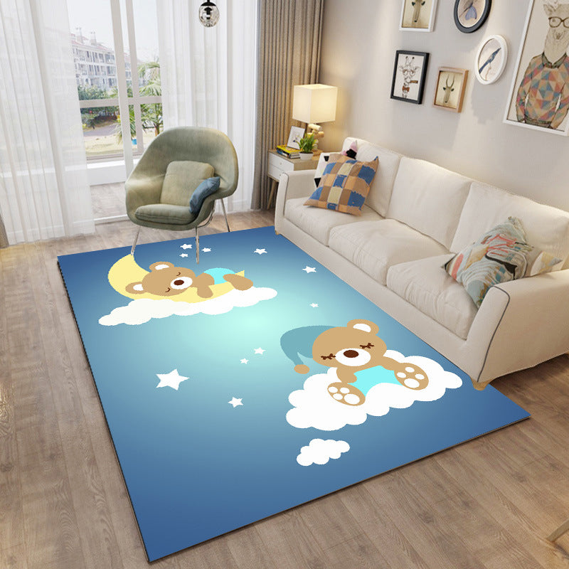 Skorter | Childly Multicolored Cartoon Rug Polypropylene Animal Print Rug Non-Slip Stain Resistant Pet Friendly Rug for the Children’s Room