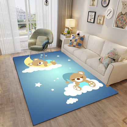 Skorter | Childly Multicolored Cartoon Rug Polypropylene Animal Print Rug Non-Slip Stain Resistant Pet Friendly Rug for the Children’s Room
