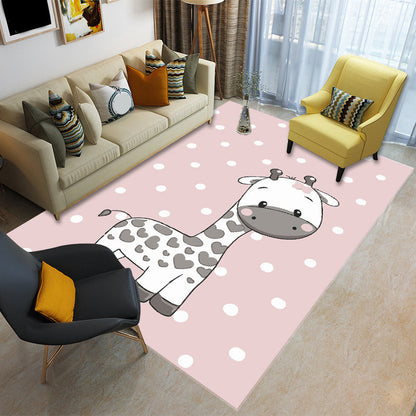 Skorter | Childly Multicolored Cartoon Rug Polypropylene Animal Print Rug Non-Slip Stain Resistant Pet Friendly Rug for the Children’s Room