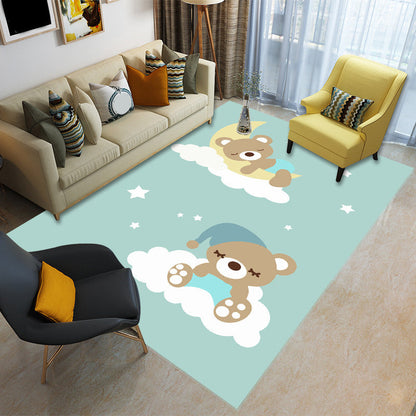Skorter | Childly Multicolored Cartoon Rug Polypropylene Animal Print Rug Non-Slip Stain Resistant Pet Friendly Rug for the Children’s Room