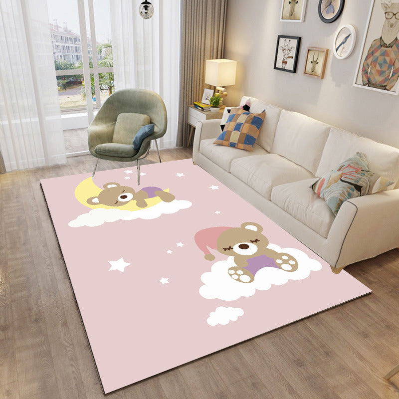 Skorter | Childly Multicolored Cartoon Rug Polypropylene Animal Print Rug Non-Slip Stain Resistant Pet Friendly Rug for the Children’s Room