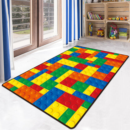 Skorter | Educational Multicolor Zoo Print Rug Synthetic Cartoon Rug Non-Slip Play Mat for Children