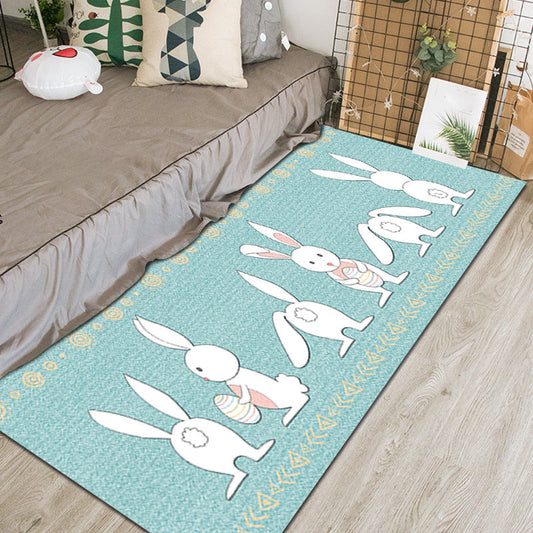 Skorter | Chic Animal Pattern Indoor Rug Multifunctional Cartoon Carpet Synthetic Non-Slip Pet Friendly Washable Rug for Preschool