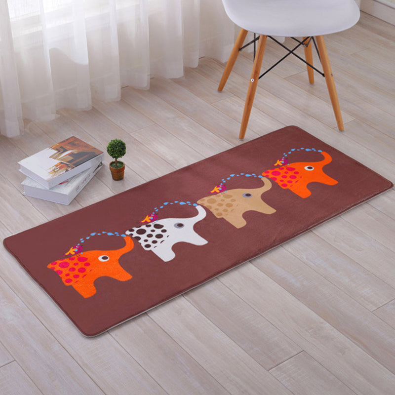 Skorter | Beautiful Multicolor Animal Pattern Carpet Synthetic Kids Carpet Washable Stain Resistant Non-Slip Carpet for Bedroom