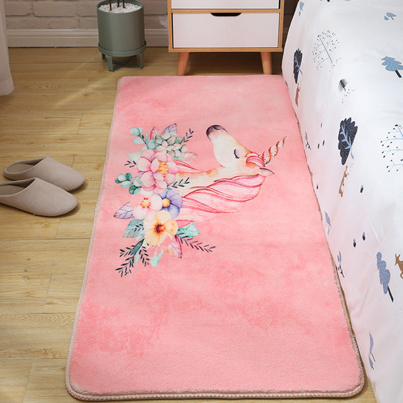 Skorter | Children's Room Rug Multicolored Animal Sketches Rug Cotton Machine Washable Rug
